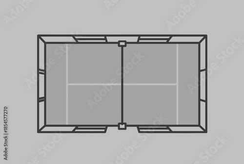 Overhead View of a Minimalist Padel Tennis Court Illustration