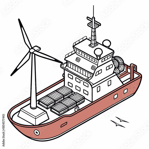 Offshore renewable infrastructure vessel with wind turbine 1