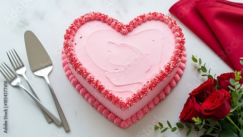 Delightful heart-shaped valentine's cake illustration