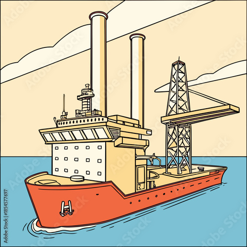 Offshore heavy lift ship with monopile and transit 1