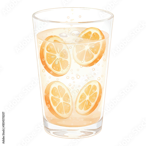 Kumquat and Sake Spritz Vector Watercolor Cocktail Illustration
