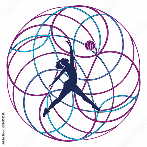 3d abstract energy flow lines forming sphere with woman playing badminton 1