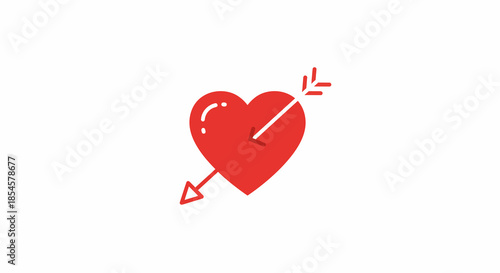 Simple Red Heart with Arrow Icon A Classic Symbol of Love and Romance