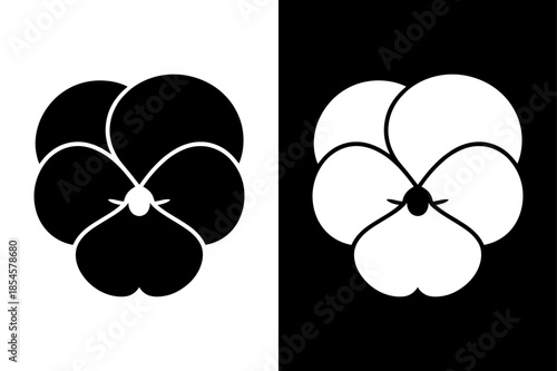 Pansy Flat Vector Icon Silhouette in White and Black Colors