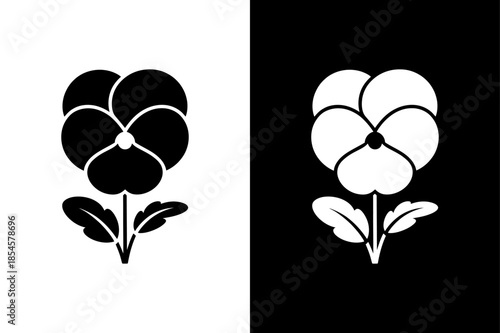 Pansy Flower Silhouette Vector Icon Classic Floral Design