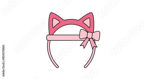 Cute Pink Cat Ear Headband with a Bow Detail