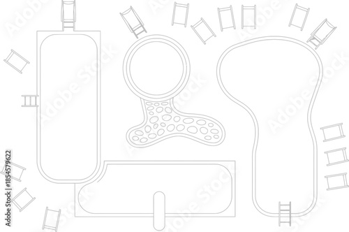 Floor plan of a building with seating arrangement architectural drawings CAD