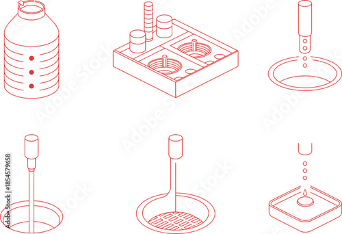 Laboratory equipment and tools for scientific experiments architectural drawings CAD
