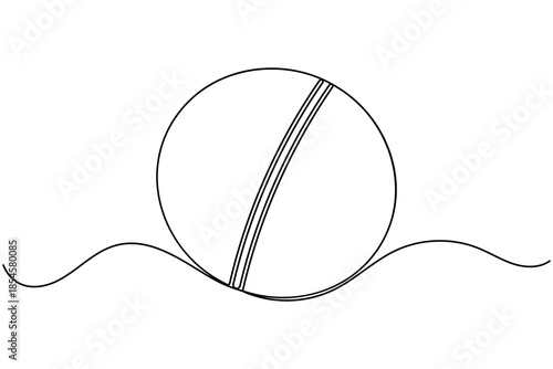 Cricket ball icon sign continuous one line drawing sports equipment on white background minimalist single art modern and clean symbol outline vector illustration