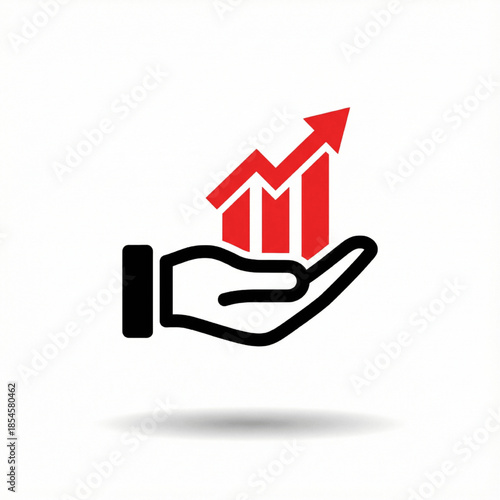 Vector illustration of hand hold growth chart. Symbol of ETF. Icon of trading market new trends.