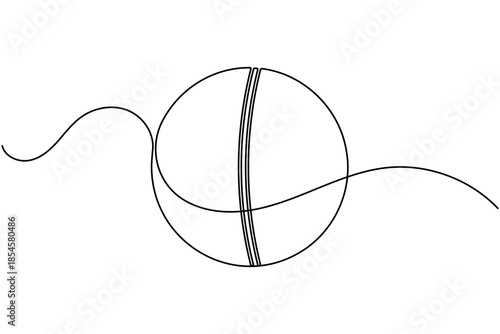 Cricket ball icon sign continuous one line drawing sports equipment on white background minimalist single art modern and clean symbol outline vector illustration