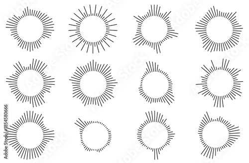 波形・サウンド・音・オーディオ・音波・振動などアイコンセット　黒線　Waveform, sound, audio, sound waves, vibration, and other icon set Black line