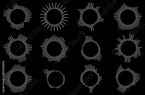 波形・サウンド・音・オーディオ・音波・振動などアイコンセット白線　Waveform, sound, audio, sound waves, vibration, etc. icon set white line