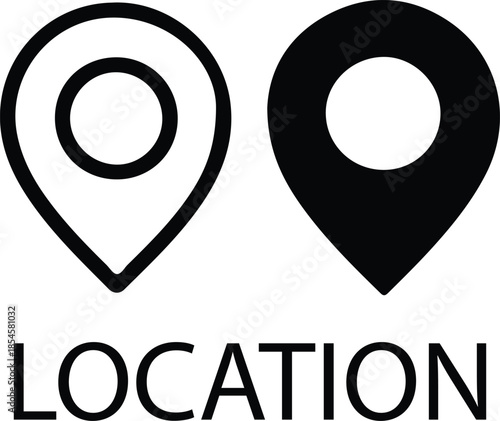 Location Pin Icons Minimalist Modern Black and White Vector Illustration for Digital Mapping and Website Design