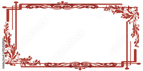 Elegant Red Floral Decorative Border Frame Design.