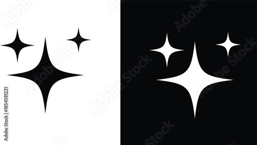 Modern sparkle star illustrations with abstract glow styling and crisp vector edges, created for visual emphasis, interface highlights, magical themes, and stylish design compositions.