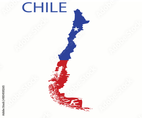 Chile map with flag colors patriotic vector illustration