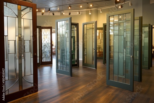 Showroom presenting many styles of glass doors for residential building and renovation