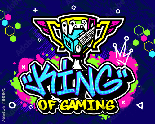 Game Graffiti background vector illustration,. Colorful and fun gaming design.