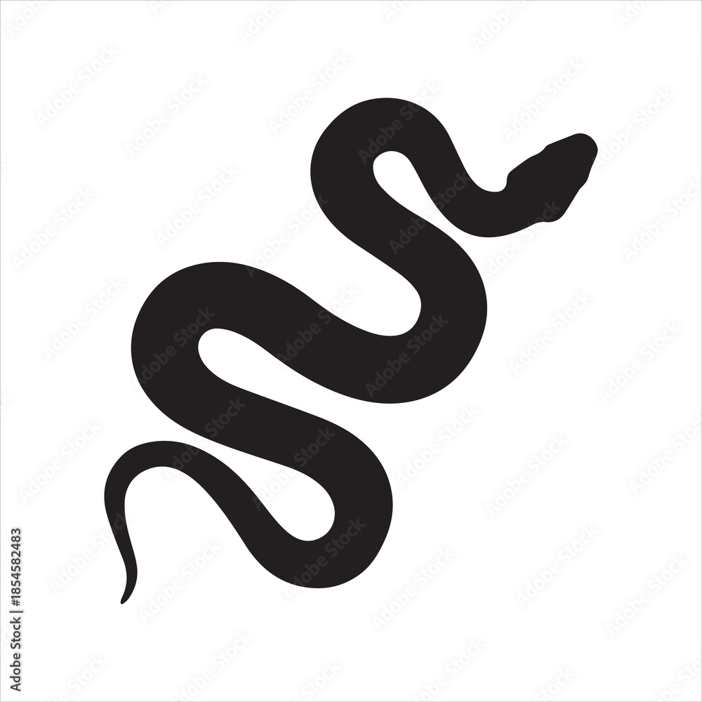 Naklejka premium Snake graphic icon. Snake black silhouette isolated on white background. Vector illustration