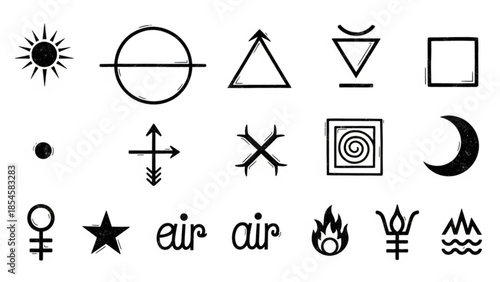 Mystical Astrology Alchemy Symbol Collection Vector