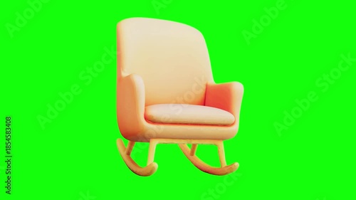 3D rocking chair animated on green screen background