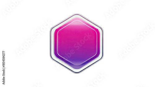 3D Shiny Hexagonal Shape with Pink and Purple Gradient on transparent background
