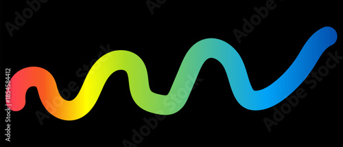 Vibrant rainbow gradient wavy line on with white space