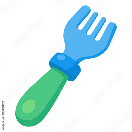 plastic toddler fork breakfast food flat color vector illustration template design