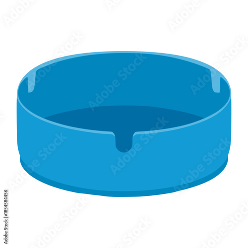Empty light blue ashtray smoke flat color vector illustration template design