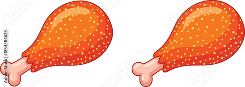 Crispy fried chicken drumsticks illustration isolated on white background, delicious fast food concept, cartoon style poultry snack design