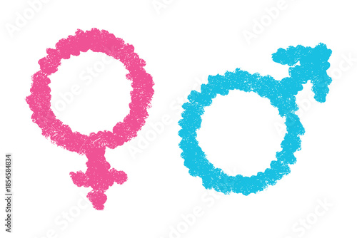 Hand drawn female and male gender identity sign Symbol used to represent sex and gender Single element for print, web, design, decor