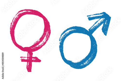 Hand drawn female and male gender identity sign Symbol used to represent sex and gender Single element for print, web, design, decor