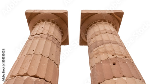 Tableau sur toile Two ancient sandstone columns isolated PNG, architectural element on transparent