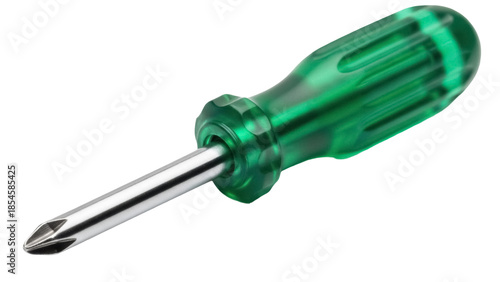 Obraz na plátne Green handled Phillips head screwdriver isolated PNG on transparent background,