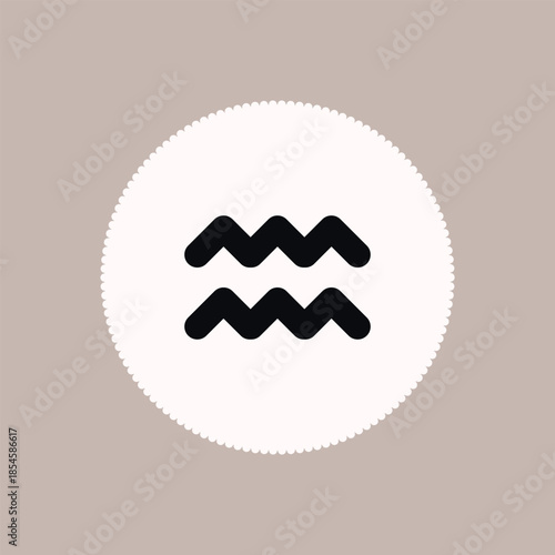 Zodiac horoscope. Aquarius astrological icon symbol. Stylized star sign esoteric. Simple line vector illustration.