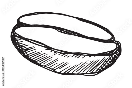 Hand drawn fresh roasted coffee bean Arabica robusta seed doodle Single element for print, web, design, decor
