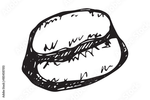 Hand drawn fresh roasted coffee bean Arabica robusta seed doodle Single element for print, web, design, decor