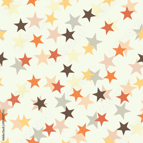 Seamless pattern with color stars, confetti background. Splash effect banner. Vector abstract illustration for wallpaper, wrapping paper, backdrop, textile etc.
