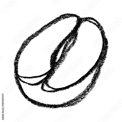 Hand drawn fresh roasted coffee bean Arabica robusta seed doodle Single element for print, web, design, decor