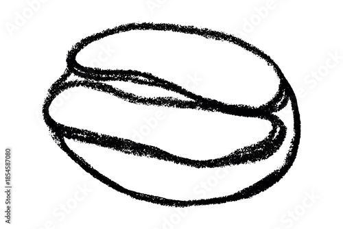 Hand drawn fresh roasted coffee bean Arabica robusta seed doodle Single element for print, web, design, decor