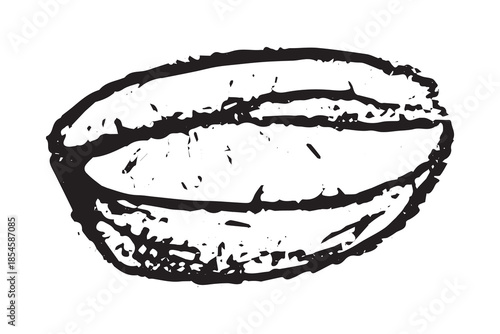 Hand drawn fresh roasted coffee bean Arabica robusta seed doodle Single element for print, web, design, decor