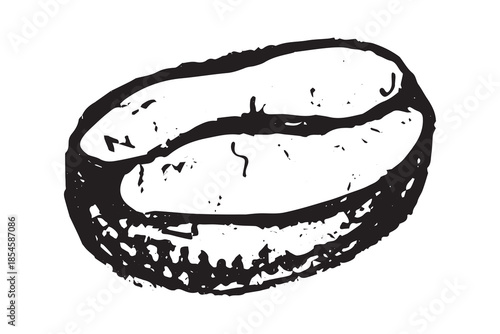 Hand drawn fresh roasted coffee bean Arabica robusta seed doodle Single element for print, web, design, decor