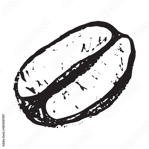 Hand drawn fresh roasted coffee bean Arabica robusta seed doodle Single element for print, web, design, decor