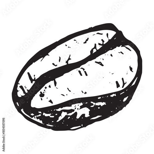Hand drawn fresh roasted coffee bean Arabica robusta seed doodle Single element for print, web, design, decor