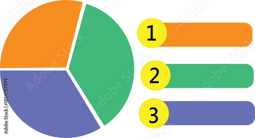  Colorful pie chart with numbered legend infographic template vector