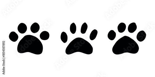 Set of hand drawn cute cat's paw Cat, dog, animal footprint in doodle style Single element for print, web, design, decor, greeting cards, children's prints