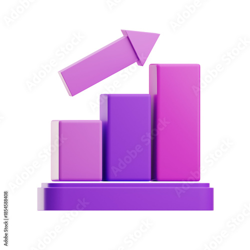 3D Illustration of Business Growth Chart