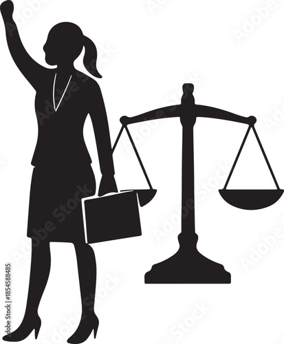 Women rights equality black silhouette, justice and empowerment theme.