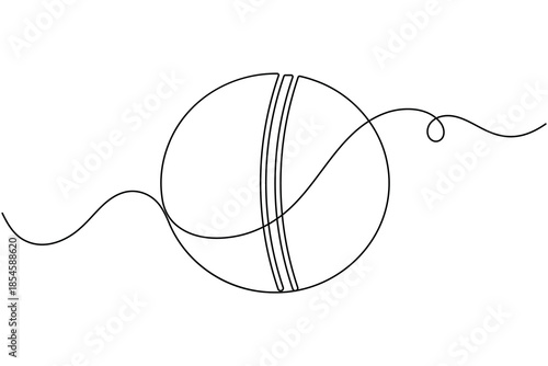 Cricket ball icon sign continuous one line drawing sports equipment on white background minimalist single art modern and clean symbol outline vector illustration